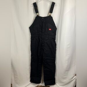 Dickies Insulated Bib Overalls Mens Large Black Workwear Quilted